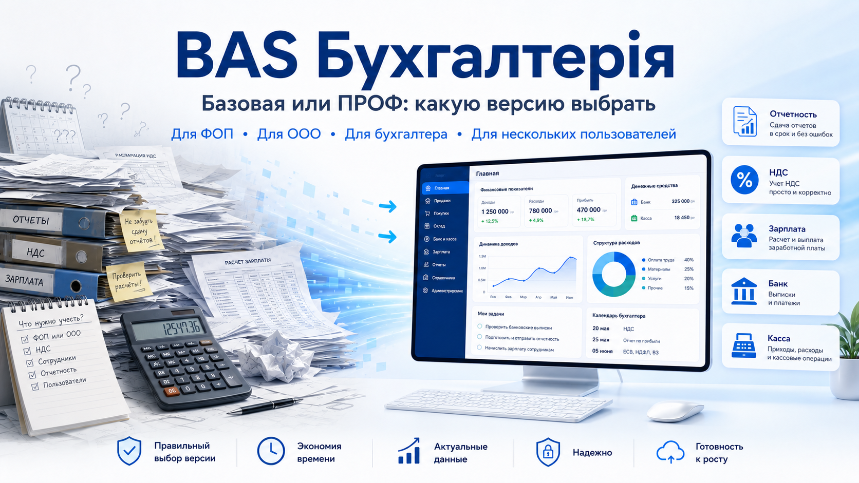 BAS Бухгалтерія Базовая или ПРОФ: какую версию выбрать