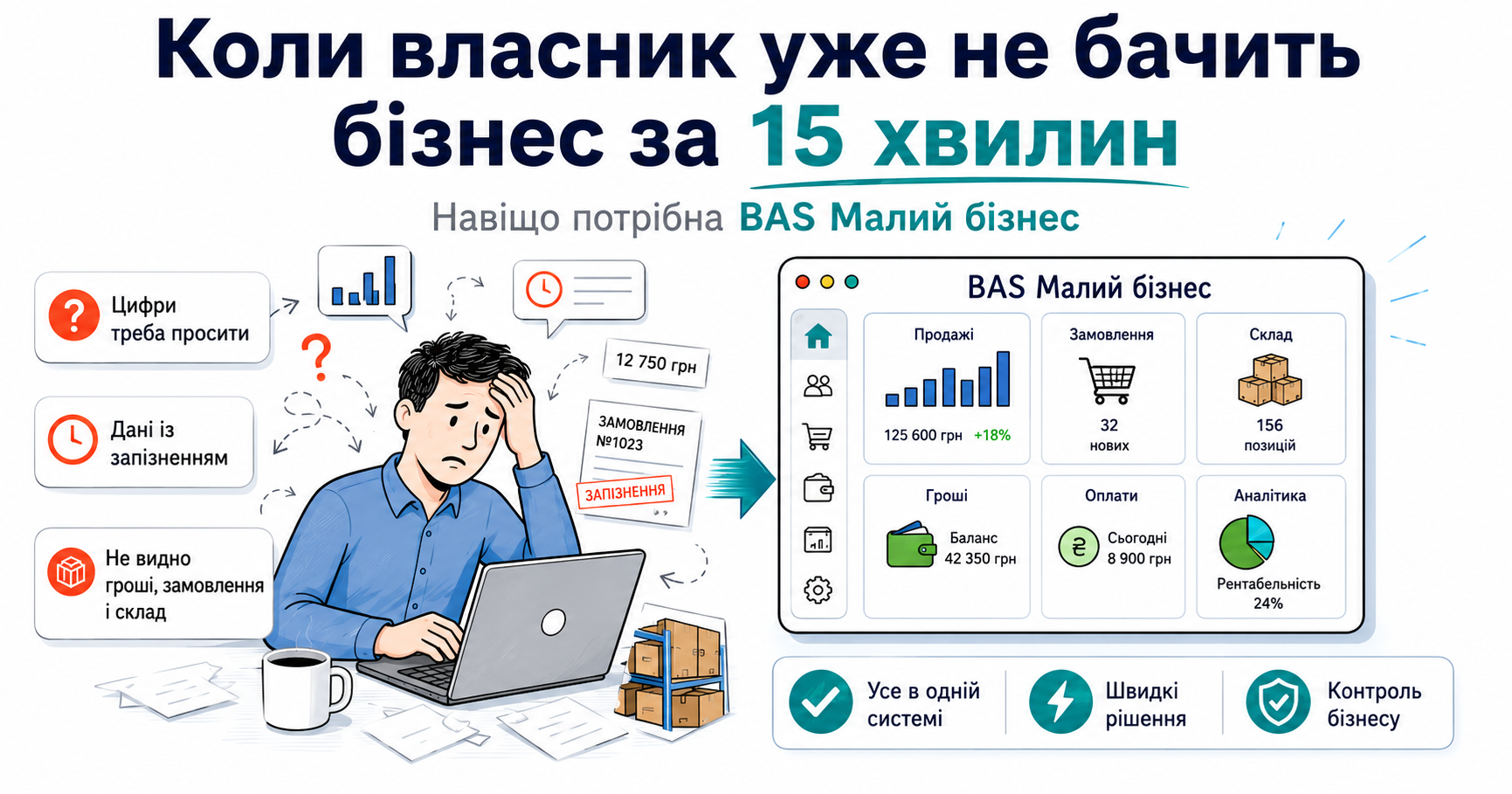 Коли власник уже не бачить бізнес за 15 хвилин: навіщо потрібна BAS Малий бізнес